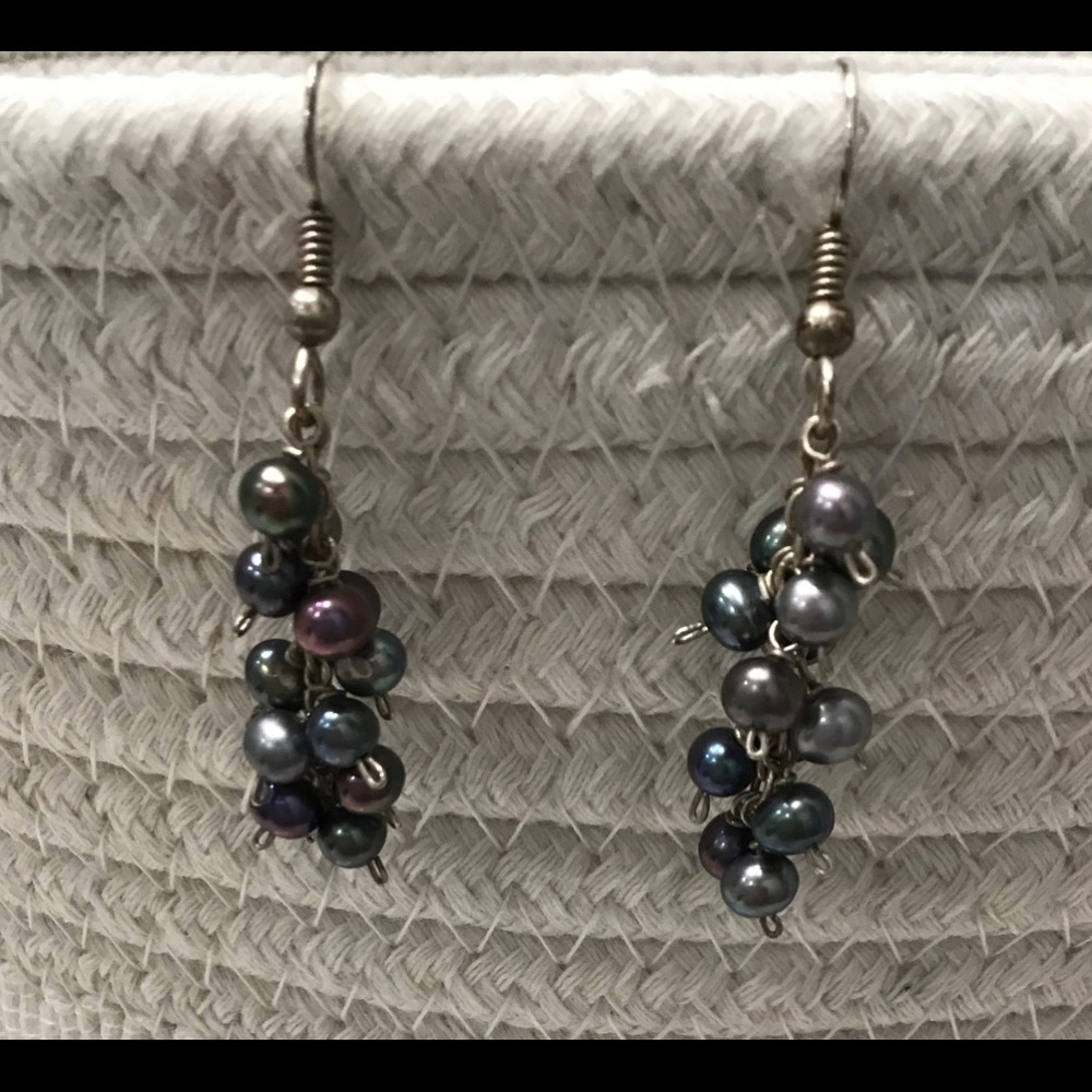 Purple pearl earrings in sterling silver